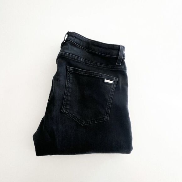 Zara Womens Button-Fly Mid Rise Classic Fit Dark Wash Black Denim Jeans Size 36 - Picture 4 of 10